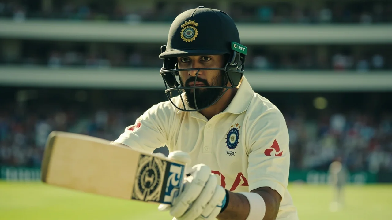 Indian batter driving through the covers during a one-day international at Lord's